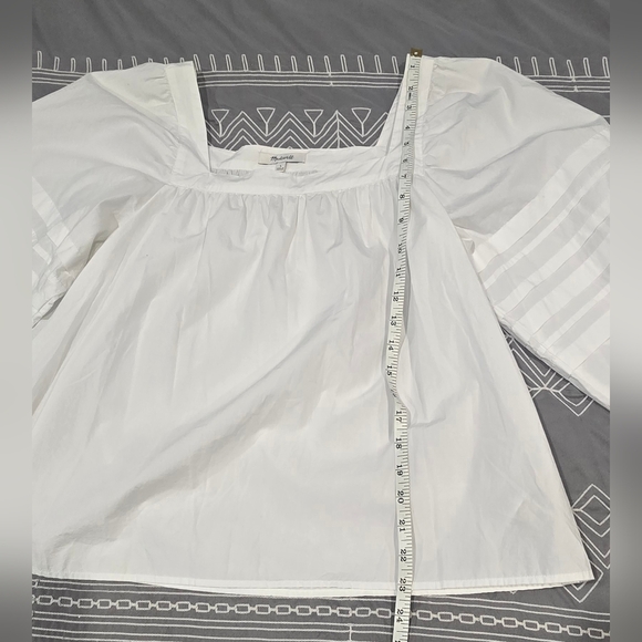 Madewell Square Neck Pleat Sleeve Top In White Size Large - Picture 4 of 7